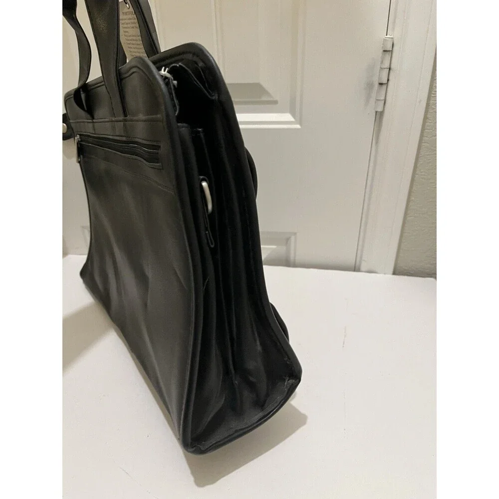 American Tourister Black Faux Leather Carry On Luggage Bag Suitcase Travel NEW